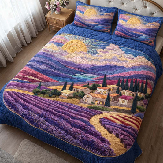 Sunrise Lavender 3-Piece Quilted Bedding Set GFTOQM2241