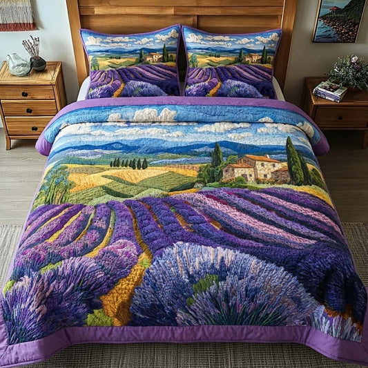 Provence Lavender 3-Piece Quilted Bedding Set GFTOQM2242