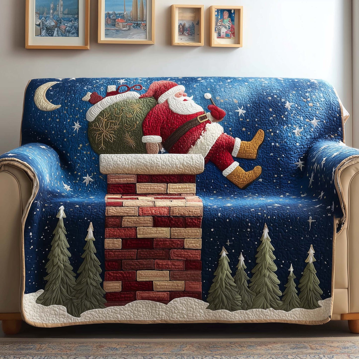 Santa Claus Quilted Sofa Cover GFTOQM226