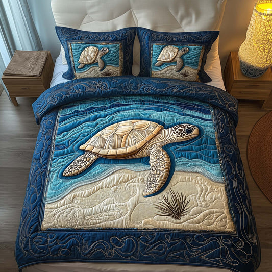 Ocean Turtle 3-Piece Quilted Bedding Set GFTOQM2273