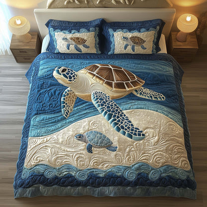 Gentle Turtle 3-Piece Quilted Bedding Set GFTOQM2275