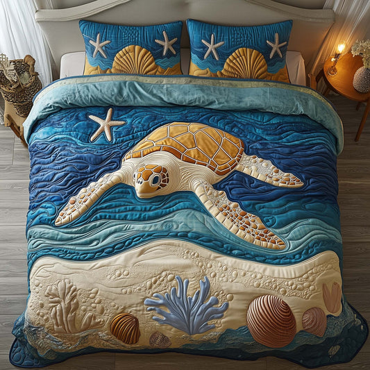Starry Turtle 3-Piece Quilted Bedding Set GFTOQM2276