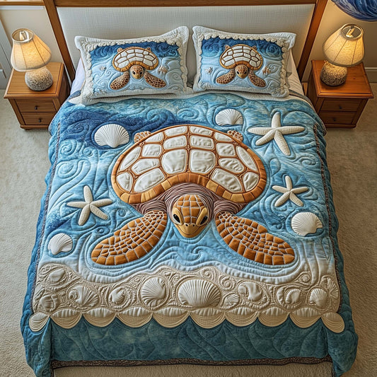 Shell Haven 3-Piece Quilted Bedding Set GFTOQM2277