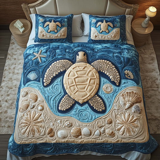 Sacred Turtle 3-Piece Quilted Bedding Set GFTOQM2278