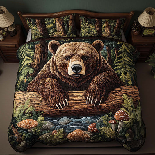 Timber Bear 3-Piece Quilted Bedding Set GFTOQM2281