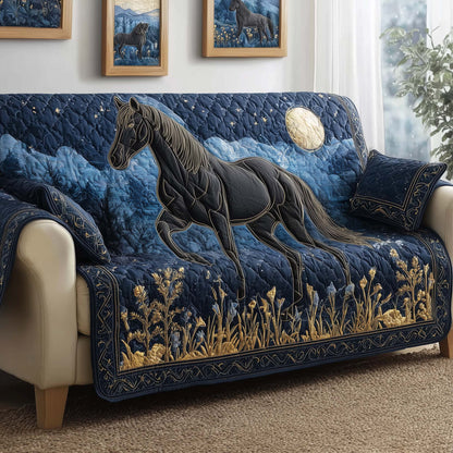 Midnight Stallion Quilted Sofa Cover GFTOQM2286