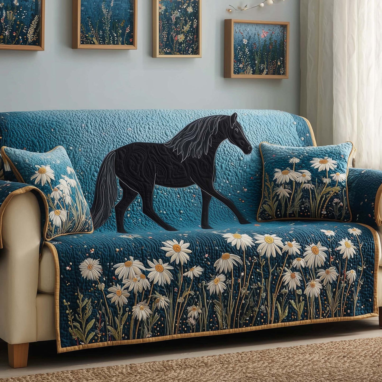 Daisy Horse Quilted Sofa Cover GFTOQM2287