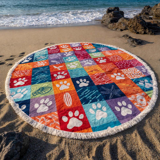 Ocean Paw Round Beach Towel GFTOQM2297