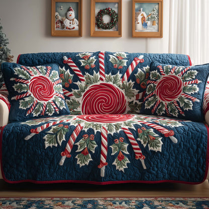 Candy Cane Quilted Sofa Cover GFTOQM229