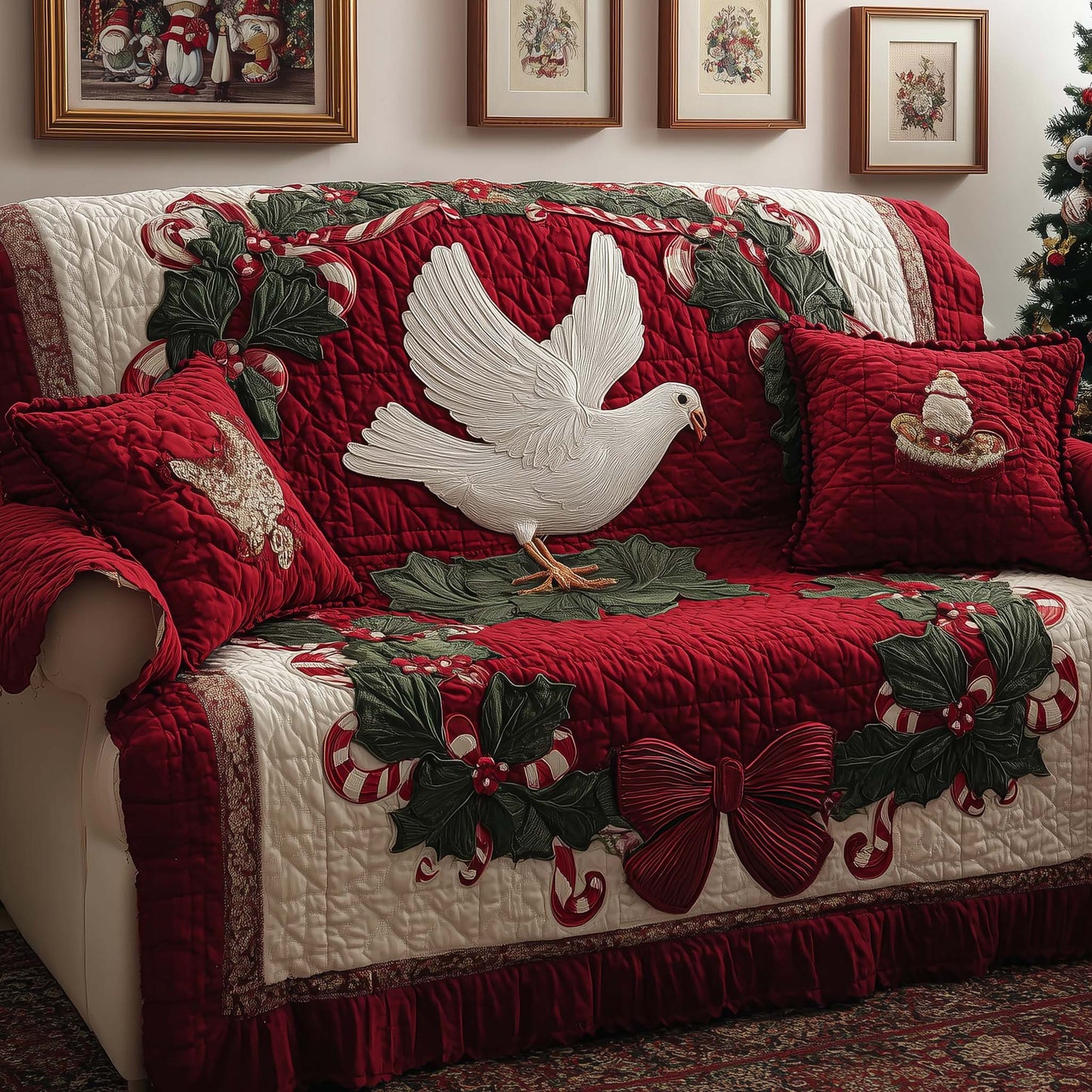 Candy Cane Quilted Sofa Cover GFTOQM230