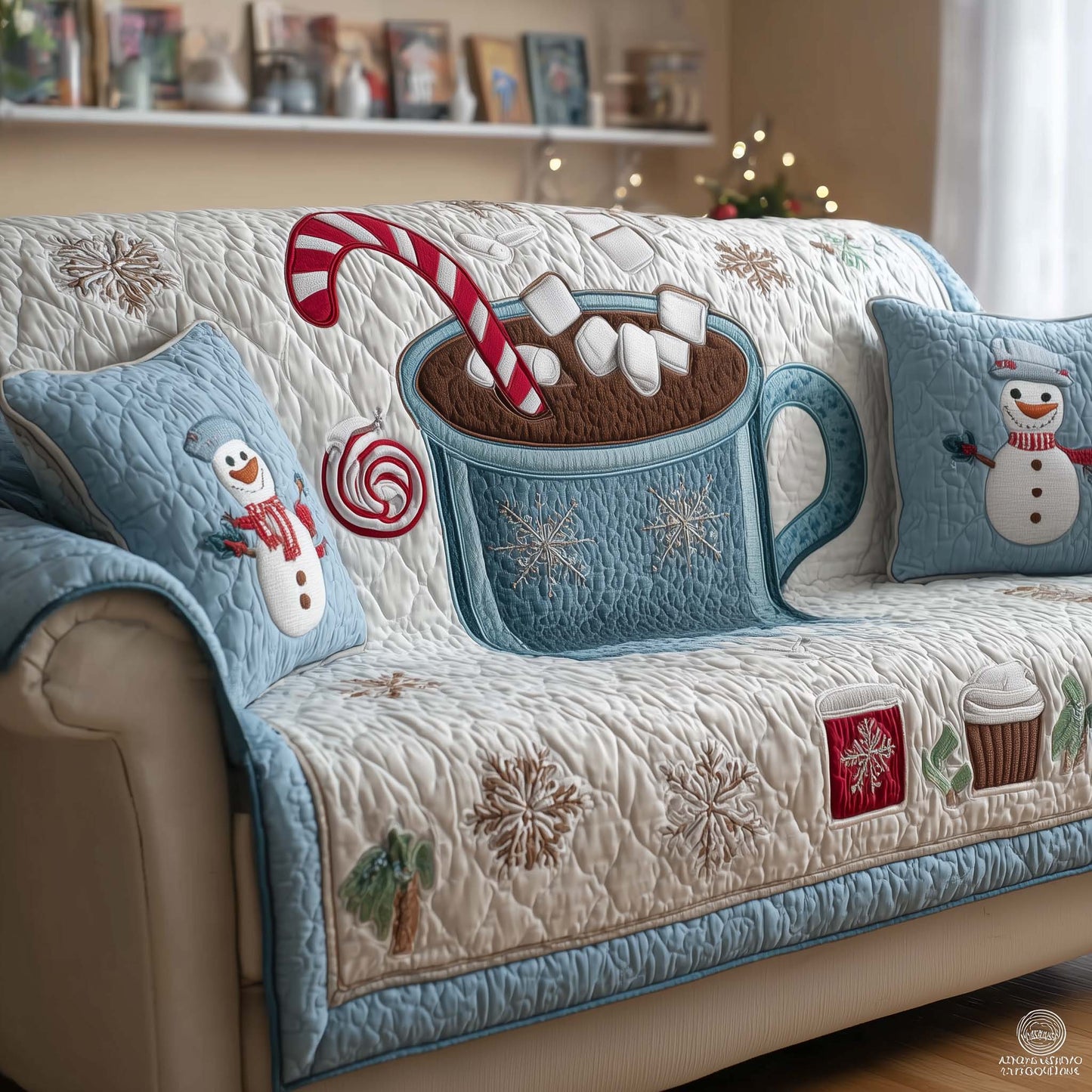 Candy Cane Quilted Sofa Cover GFTOQM231