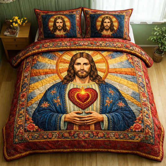 Sacred Heart 3-Piece Quilted Bedding Set GFTOQM2330