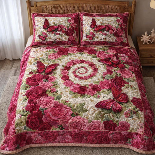 Butterfly Garden 3-Piece Quilted Bedding Set GFTOQM2337