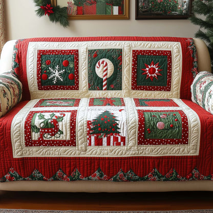 Candy Cane Quilted Sofa Cover GFTOQM233