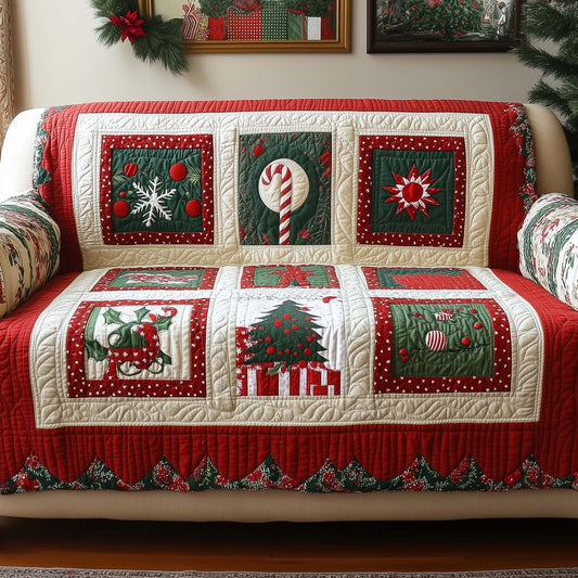 Candy Cane Quilted Sofa Cover GFTOQM233
