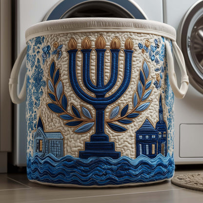 Olive Menorah Quilted Laundry Basket GFTOQM2341