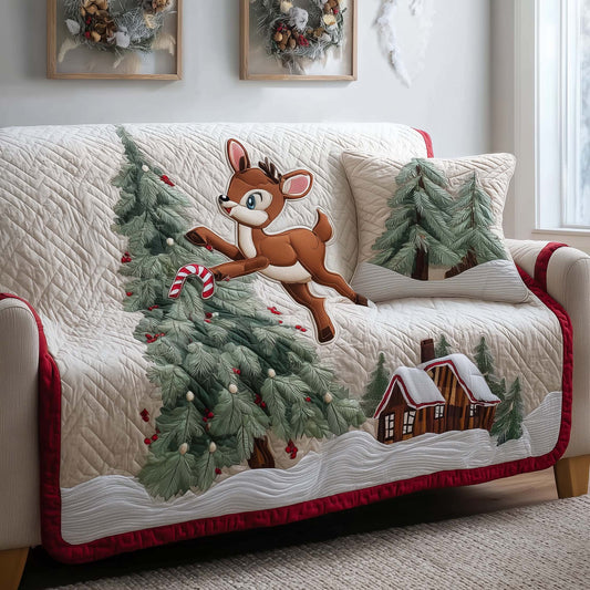 Candy Cane Quilted Sofa Cover GFTOQM234