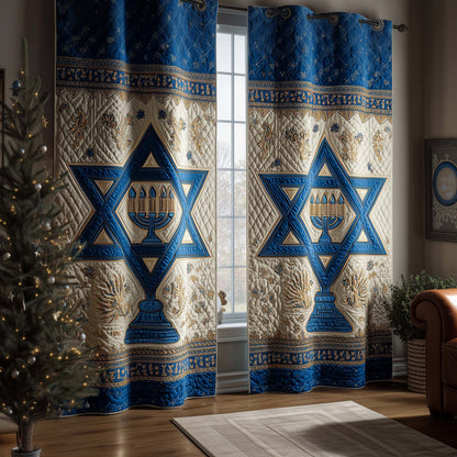 Hanukkah Blue Quilted Curtains GFTOQM2391