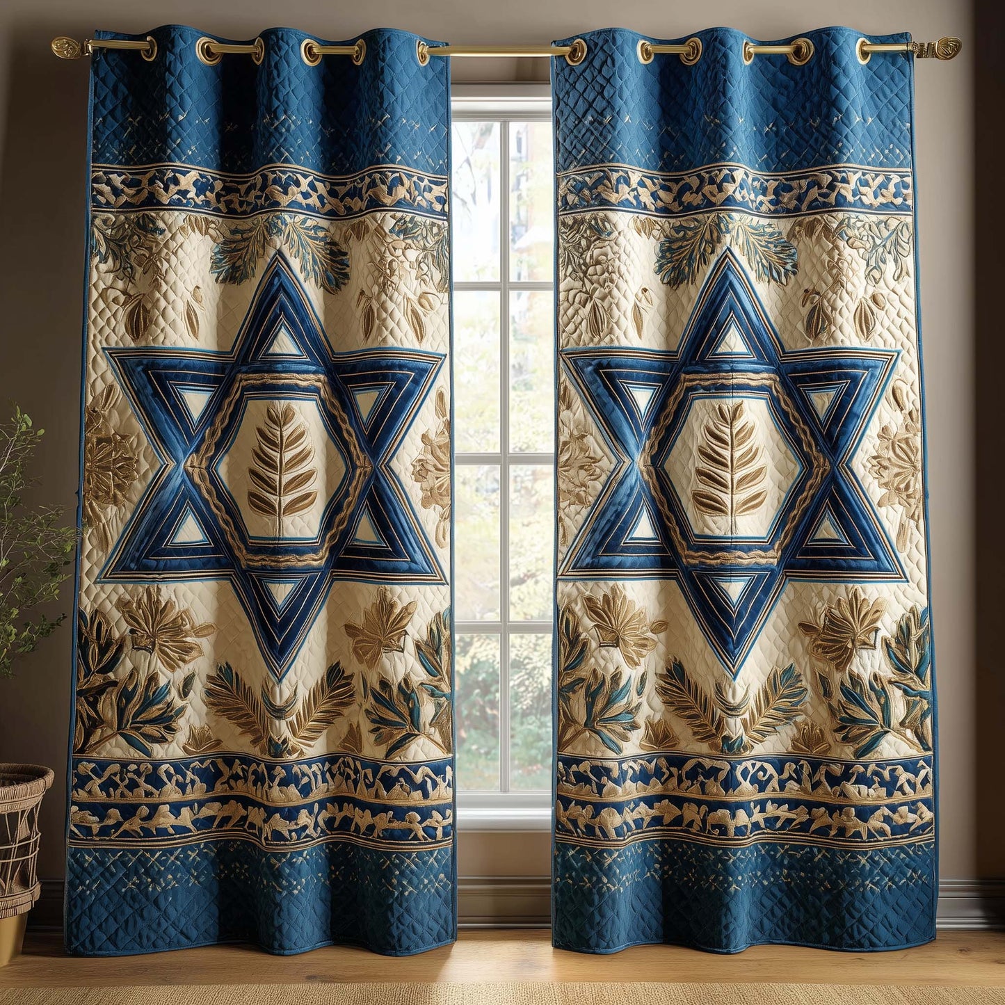 Golden Laurel Quilted Curtains GFTOQM2394