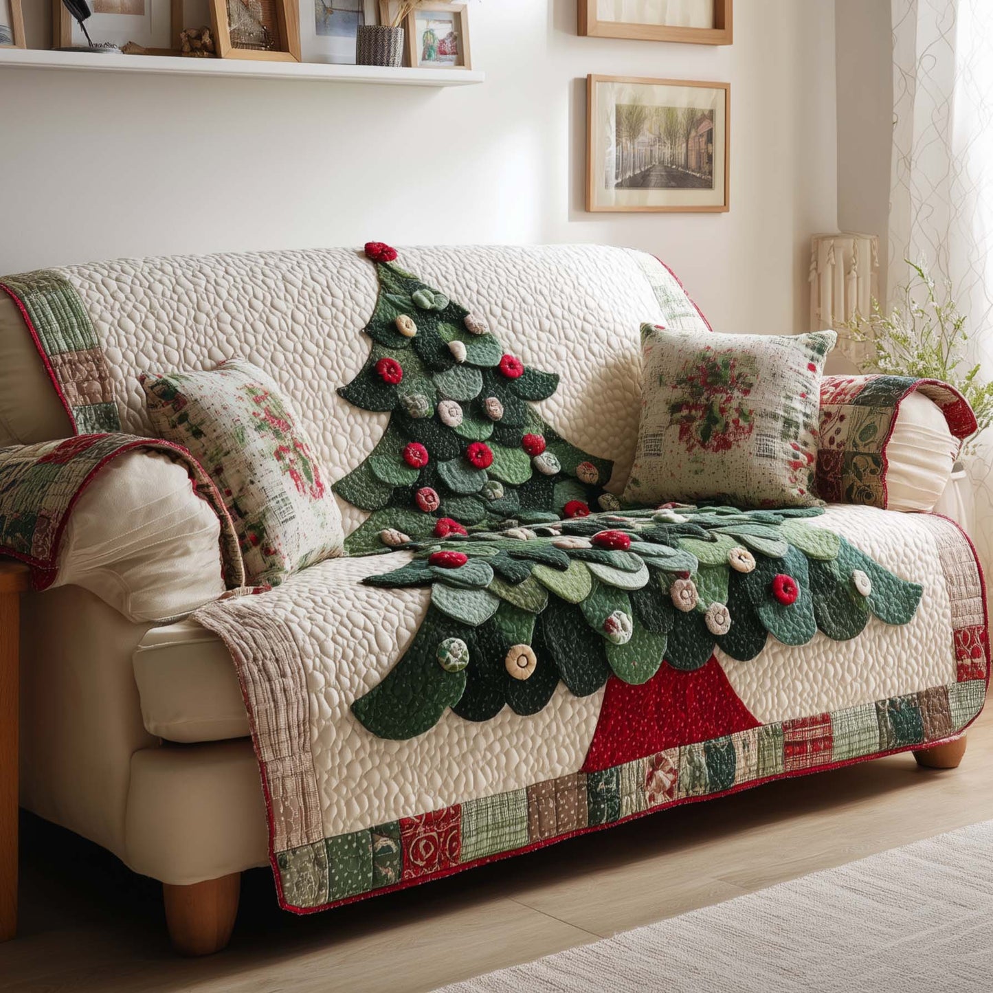 Christmas Tree Quilted Sofa Cover GFTOQM239