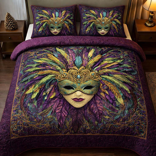 Feather Masque 3-Piece Quilted Bedding Set GFTOQM2406