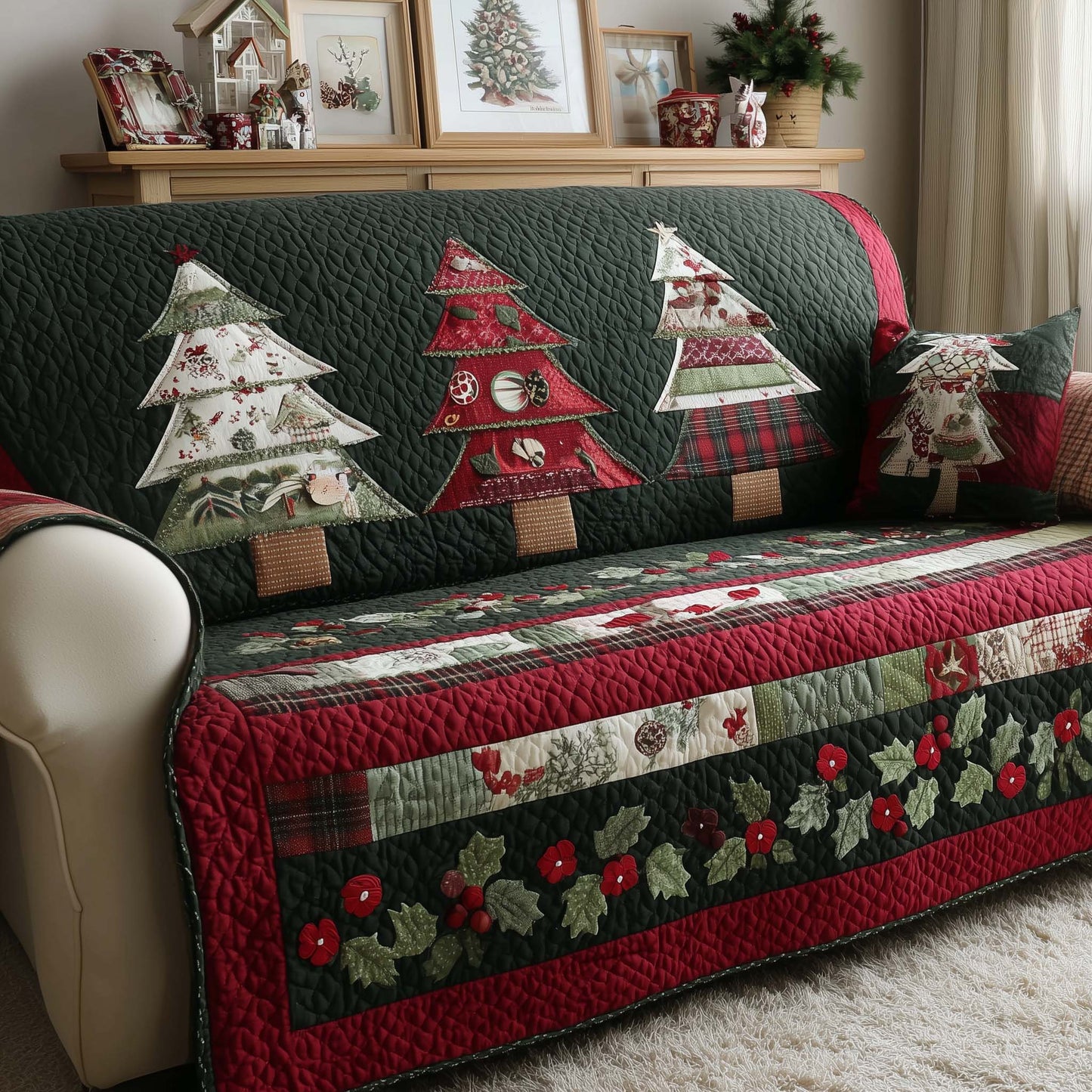 Christmas Tree Quilted Sofa Cover GFTOQM241