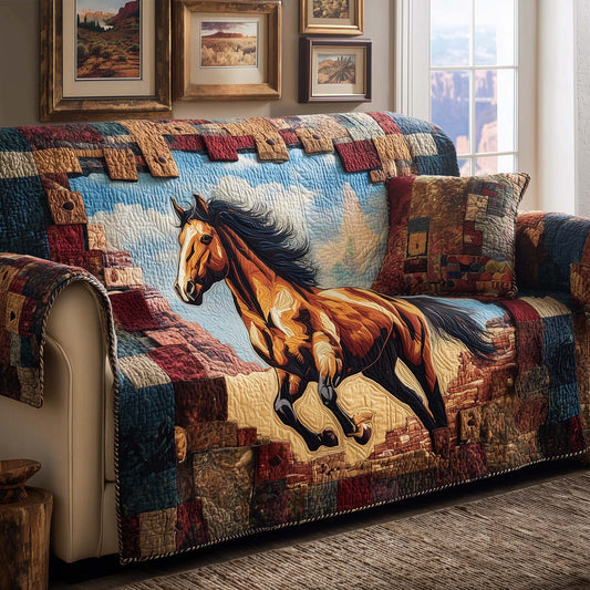 Patchwork Gallop Quilted Sofa Cover GFTOQM2436