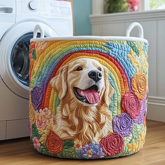 Rainbow Golden Quilted Laundry Basket GFTOQM2444
