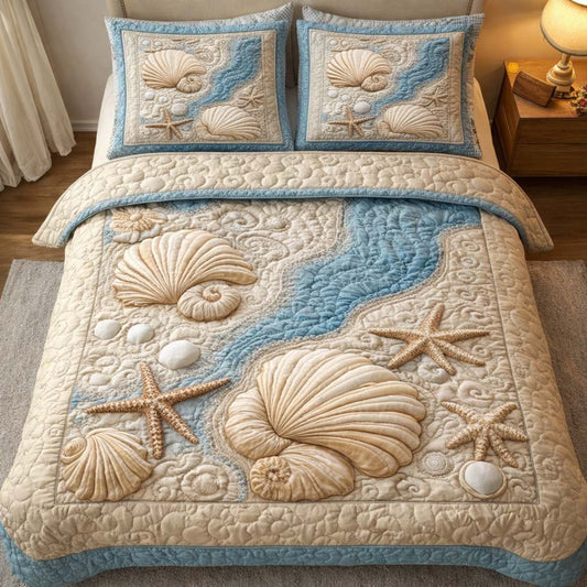 Seashell River 3-Piece Quilted Bedding Set GFTOQM2486