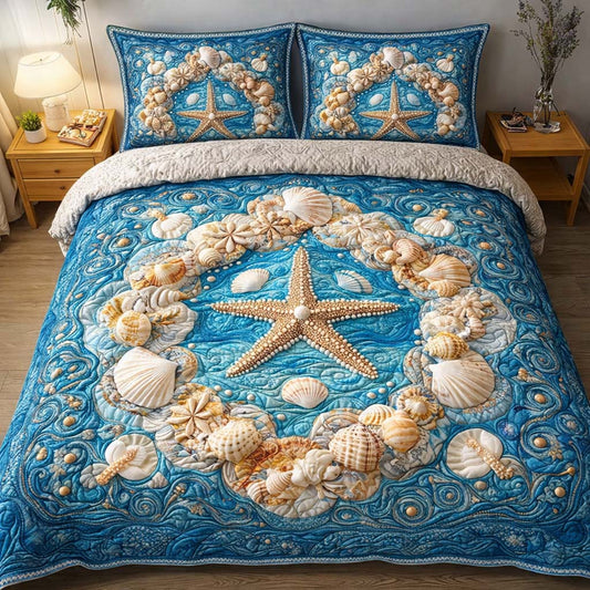 Starfish Crown 3-Piece Quilted Bedding Set GFTOQM2487