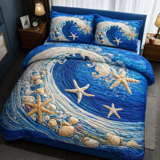 Ocean Wave 3-Piece Quilted Bedding Set GFTOQM2488