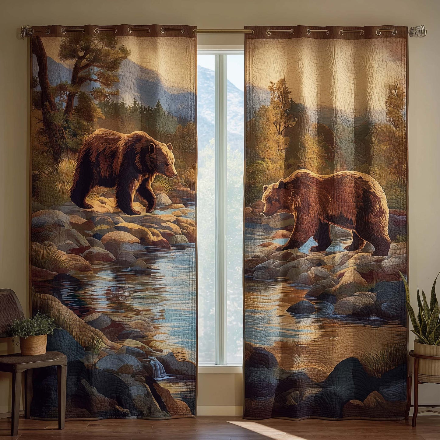 River Bear Quilted Curtains GFTOQM2494