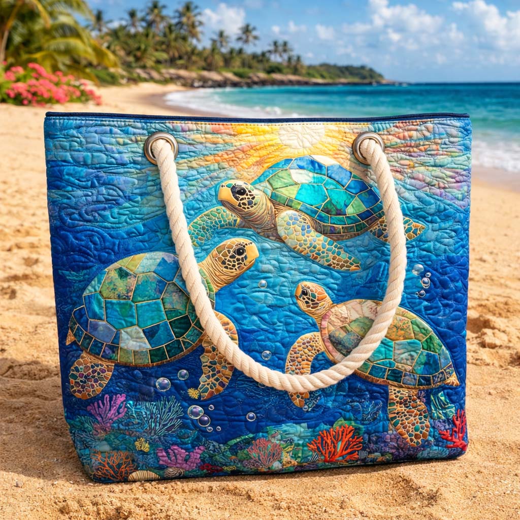 Sunlit Turtles Quilted Beach Bag GFTOQM2502