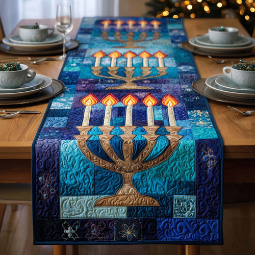 Azure Menorah Quilted Table Runner GFTOQM2526