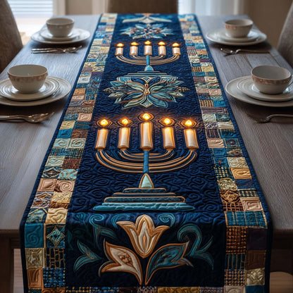 Midnight Menorah Quilted Table Runner GFTOQM2527