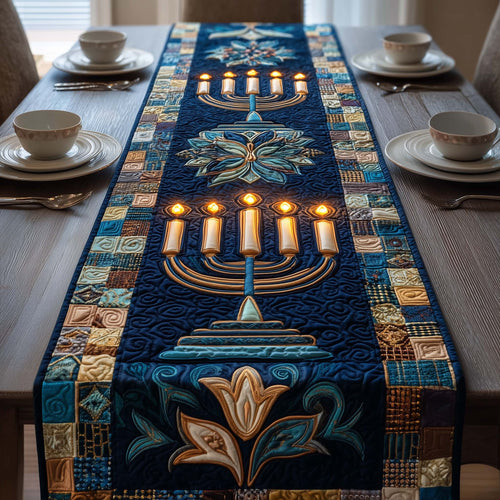 Midnight Menorah Quilted Table Runner GFTOQM2527