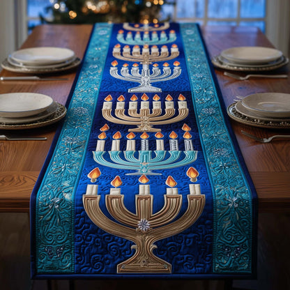 Golden Menorah Quilted Table Runner GFTOQM2528