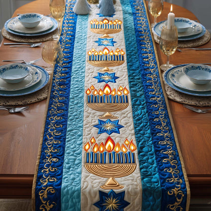 Ceremonial Menorah Quilted Table Runner GFTOQM2530