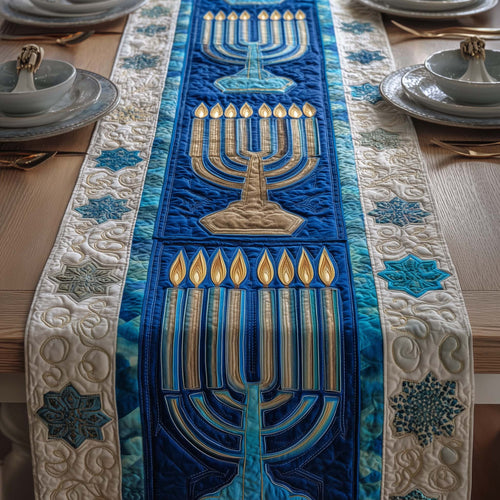 Classic Menorah Quilted Table Runner GFTOQM2531