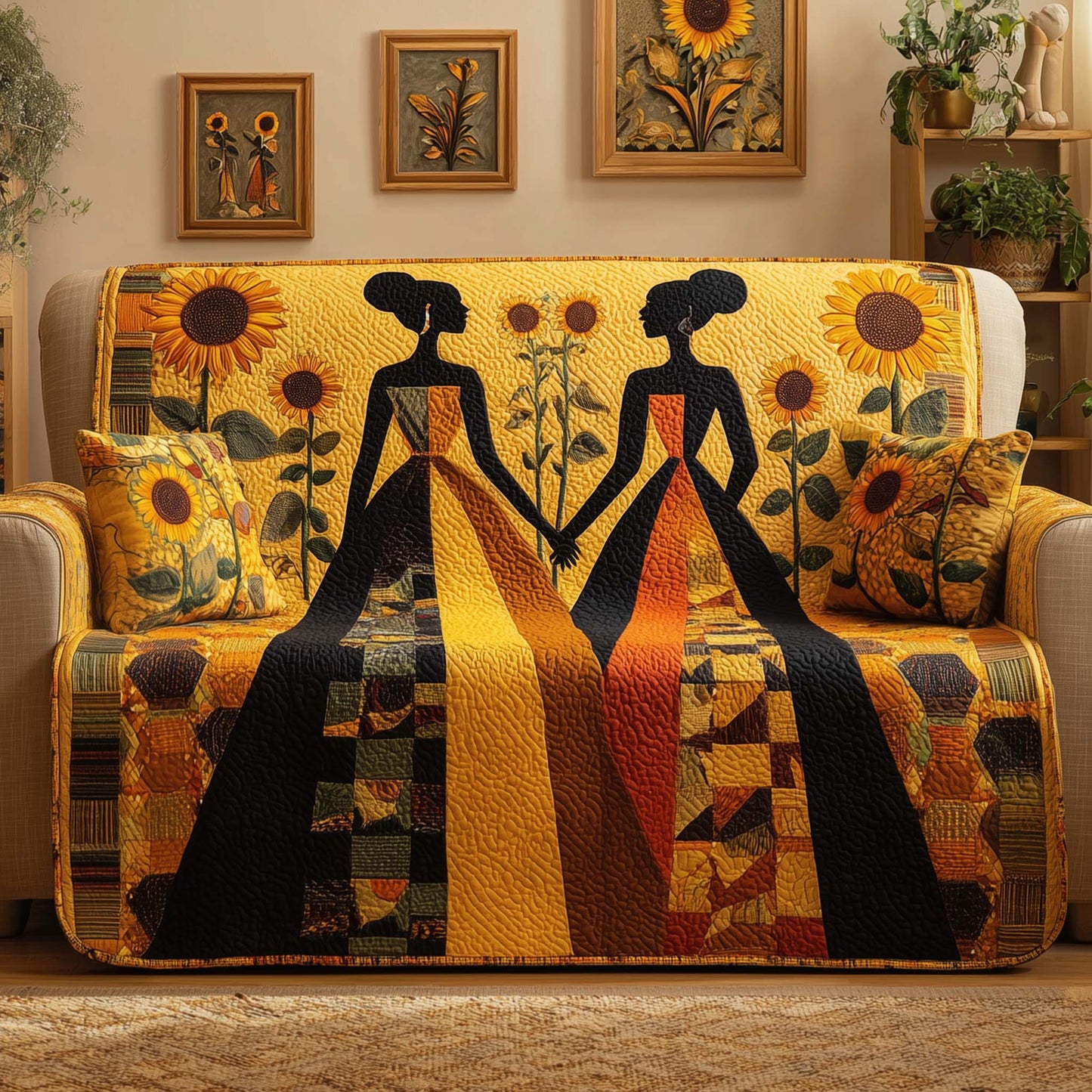 Sunflower Bond Quilted Sofa Cover GFTOQM2557