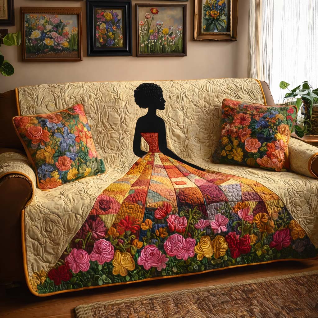 Floral Solace Quilted Sofa Cover GFTOQM2558