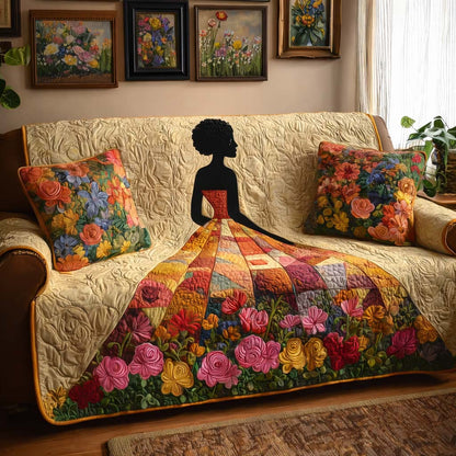 Floral Solace Quilted Sofa Cover GFTOQM2558
