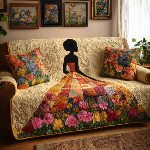 Floral Solace Quilted Sofa Cover GFTOQM2558
