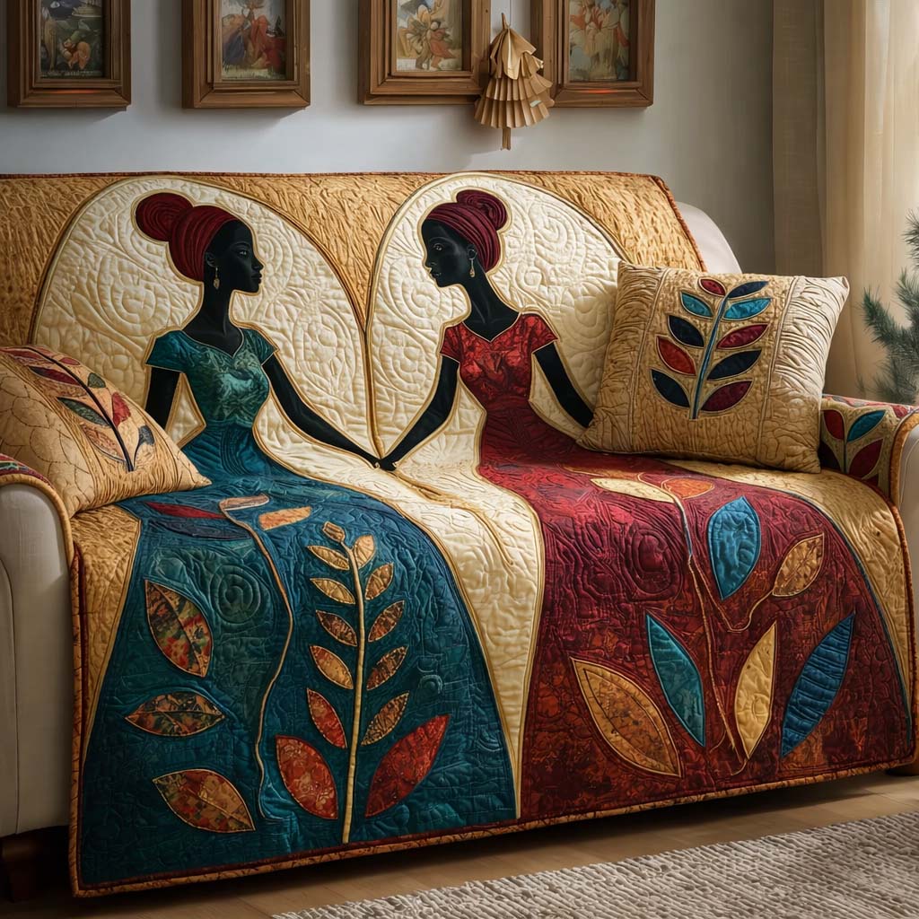 Heart Sisters Quilted Sofa Cover GFTOQM2560
