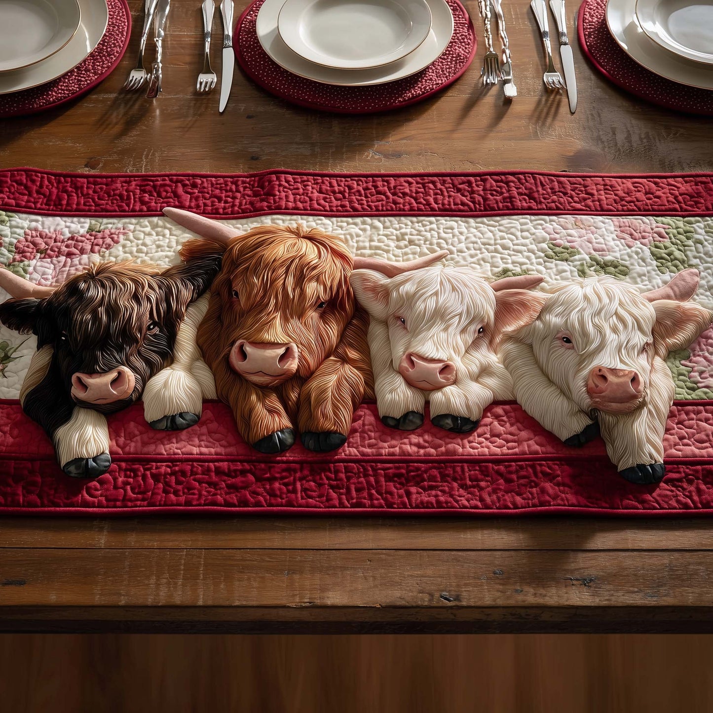 Highland Cow Quilted Table Runner GFTOQM2561