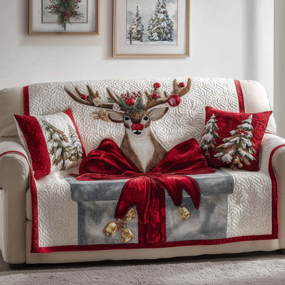 Gift Reindeer Quilted Sofa Cover GFTOQM257