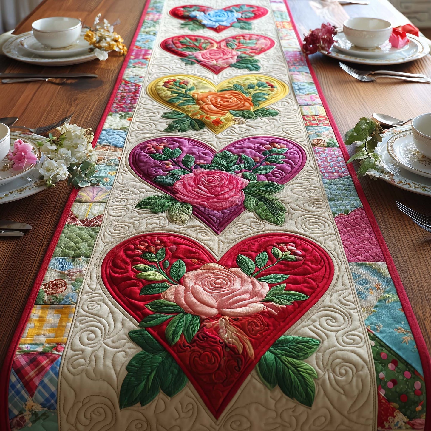 Patchwork Love Quilted Table Runner GFTOQM2588