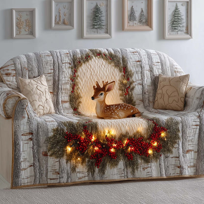 Festive Deer Quilted Sofa Cover GFTOQM258