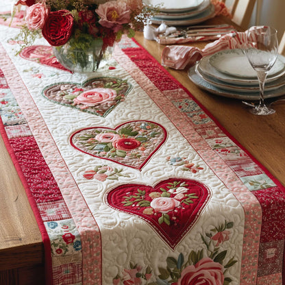 Floral Hearts Quilted Table Runner GFTOQM2590