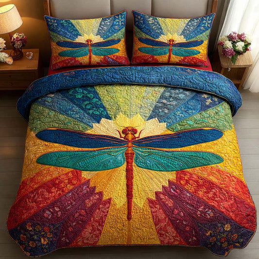 Solar Dragonfly 3-Piece Quilted Bedding Set GFTOQM2596